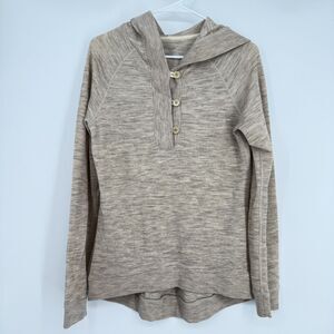 Icebreaker Crave Hooded Sweater Merino Wool Pullover Outdoor Minimalist Tan Sz M